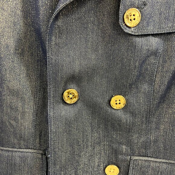 Lauren Ralph Lauren LRL Double Breasted Metallic Blue Denim P-Coat Women’s Sz. M - Picture 4 of 11